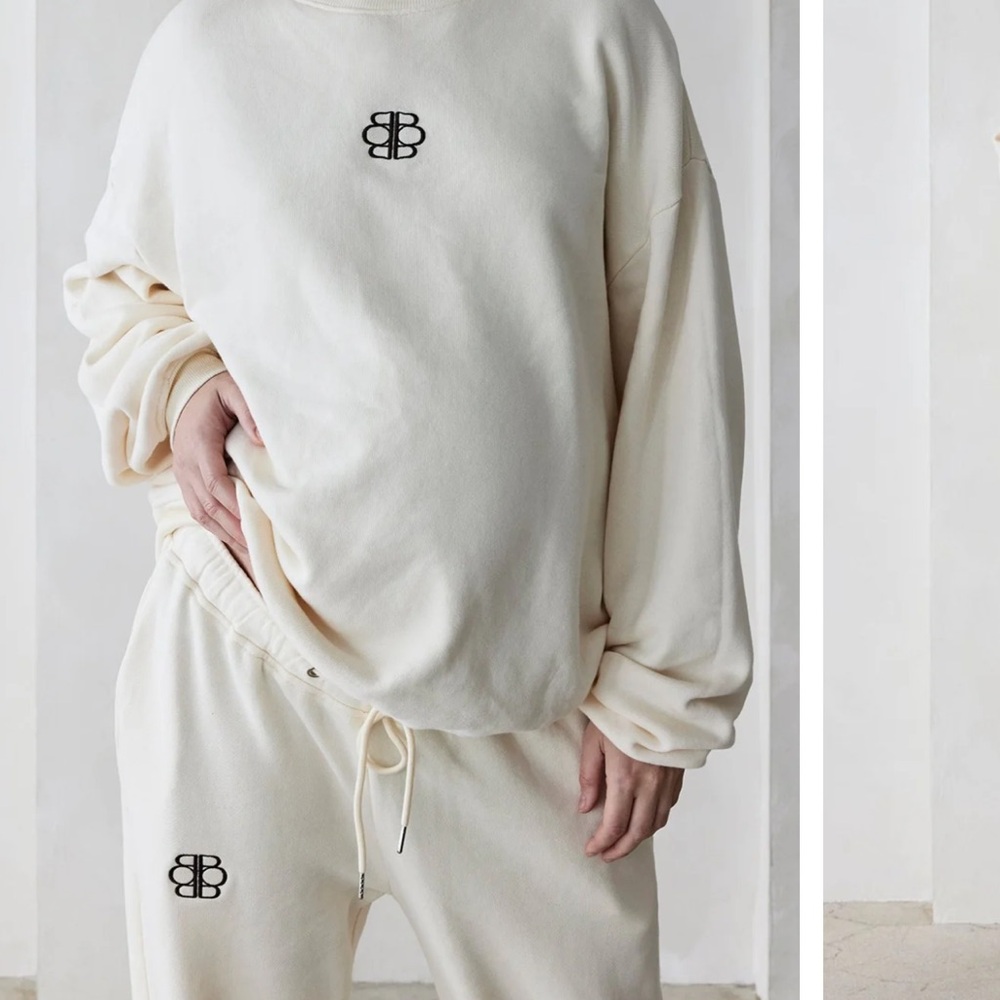 Balenciaga Cream Sweatshirt and Sweatpants Set
